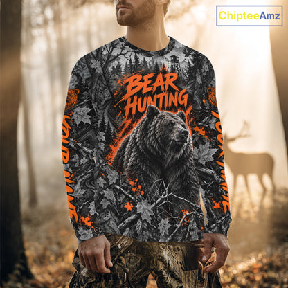 Personalized Bear Hunting Forest Camo 3D All Over Printed Shirts, Best Bear Hunting Gifts For Men NBT1196