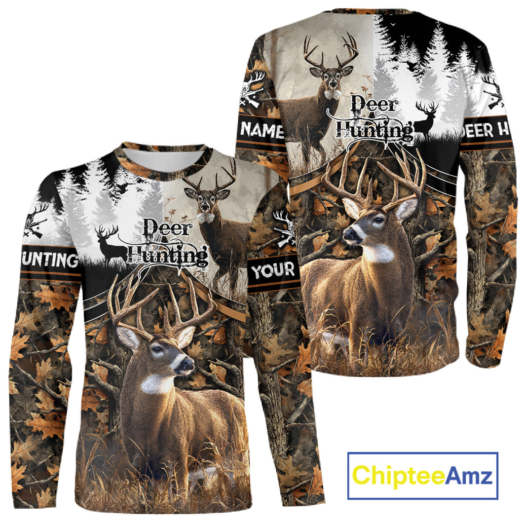 Custom Whitetail Deer Hunting Shirt Camouflage Deer Hunter Custom Name, Hunting Gift NBT291