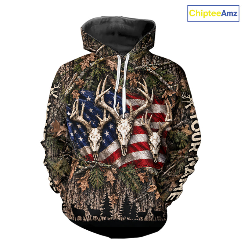 Deer Hunting American Flag Custom 3D All Over Printed Shirts, Personalized Shirt For Hunter  NBT1084