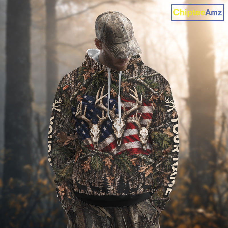 Deer Hunting American Flag Custom 3D All Over Printed Shirts, Personalized Shirt For Hunter  NBT1084