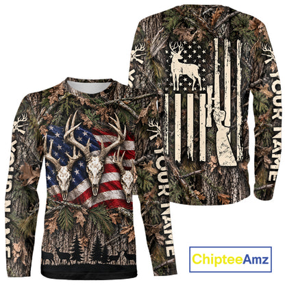 Deer Hunting American Flag Custom 3D All Over Printed Shirts, Personalized Shirt For Hunter  NBT1084
