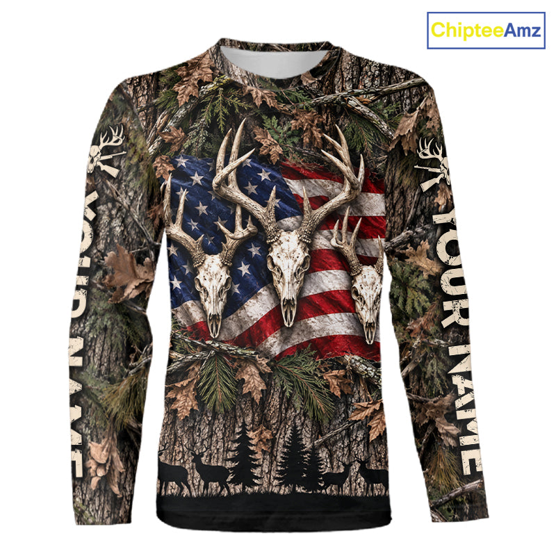Deer Hunting American Flag Custom 3D All Over Printed Shirts, Personalized Shirt For Hunter  NBT1084