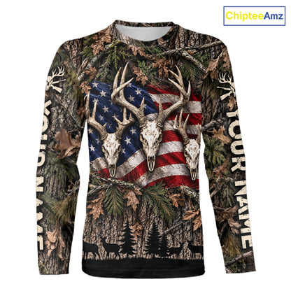 Deer Hunting American Flag Custom 3D All Over Printed Shirts, Personalized Shirt For Hunter  NBT1084