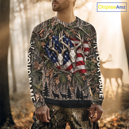 Deer Hunting American Flag Custom 3D All Over Printed Shirts, Personalized Shirt For Hunter  NBT1084