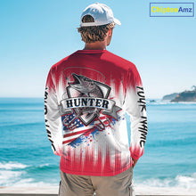 Load image into Gallery viewer, Personalized American Flag Northern Pike Fishing Shirts Long Sleeve, Patriotic Pike Fishing Jerseys|Red NBT656
