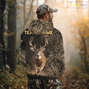Custom Brown Camo with US Flag Deer Hunting Shirts for Men, Deer Hunting Clothes, Hunting Gifts NBT52