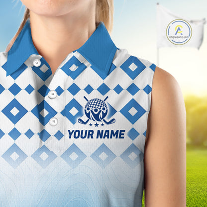 Personalized Green Sleeveless Golf Polos Shirts For Women Custom Golf Ball Women Golf Tops NBT535