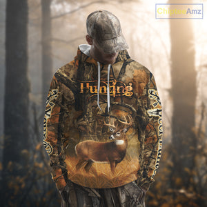 Whitetail Deer 3D All Over Printed Fall Season Camo Custom Name Best Gifts for Hunters NBT69