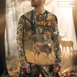 Whitetail Deer 3D All Over Printed Fall Season Camo Custom Name Best Gifts for Hunters NBT69