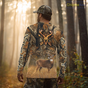Whitetail Deer 3D All Over Printed Fall Season Camo Custom Name Best Gifts for Hunters NBT69