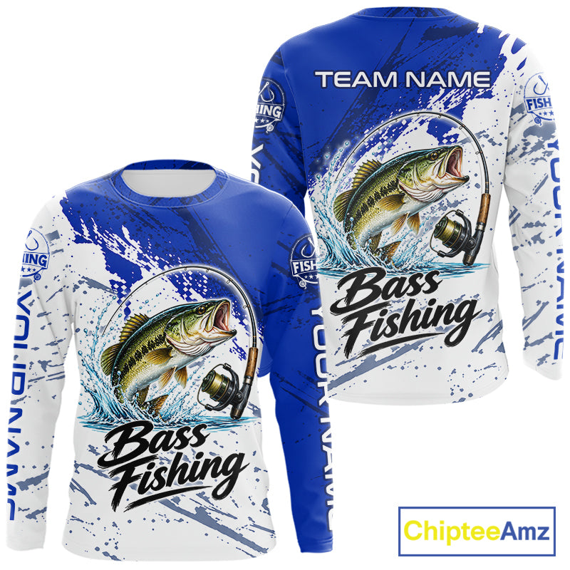 Personalized Bass Fishing Jerseys, Bass Fishing Long Sleeve Tournament Shirts NBT1090