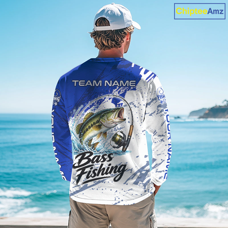 Personalized Bass Fishing Jerseys, Bass Fishing Long Sleeve Tournament Shirts NBT1090