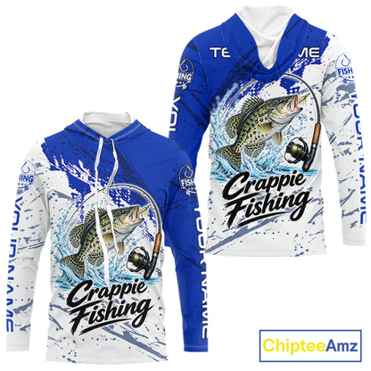 Personalized Crappie Fishing Jerseys, Crappie Fishing Long Sleeve Hooded Tournament Shirts NBT1092