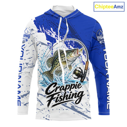 Personalized Crappie Fishing Jerseys, Crappie Fishing Long Sleeve Hooded Tournament Shirts NBT1092