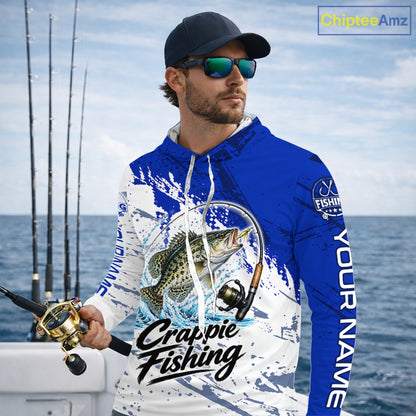 Personalized Crappie Fishing Jerseys, Crappie Fishing Long Sleeve Hooded Tournament Shirts NBT1092