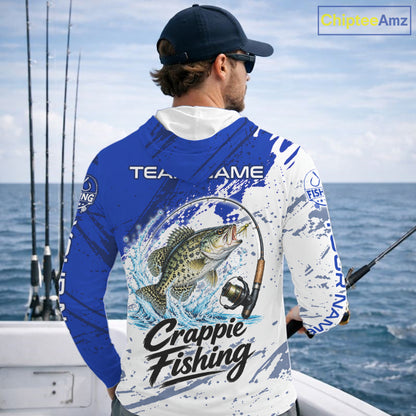 Personalized Crappie Fishing Jerseys, Crappie Fishing Long Sleeve Hooded Tournament Shirts NBT1092