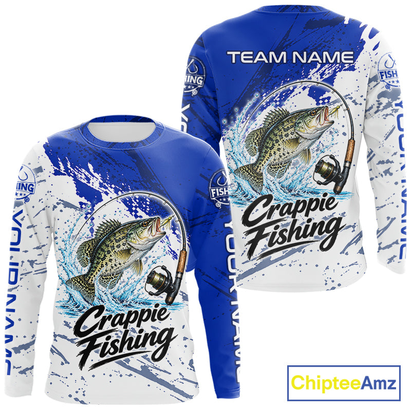 Personalized Crappie Fishing Jerseys, Crappie Fishing Long Sleeve Tournament Shirts NBT1092