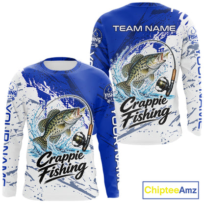 Personalized Crappie Fishing Jerseys, Crappie Fishing Long Sleeve Tournament Shirts NBT1092