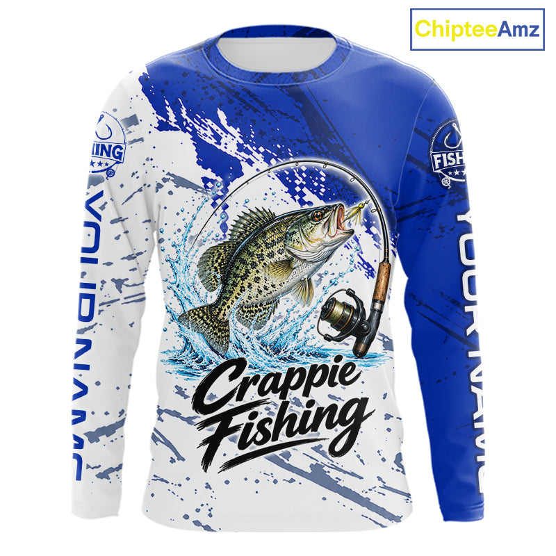 Personalized Crappie Fishing Jerseys, Crappie Fishing Long Sleeve Tournament Shirts NBT1092