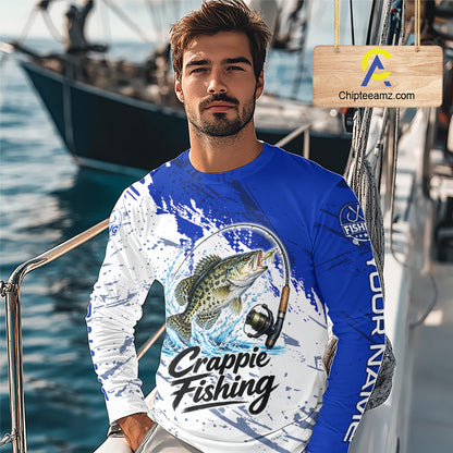 Personalized Crappie Fishing Jerseys, Crappie Fishing Long Sleeve Tournament Shirts NBT1092