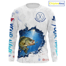 Load image into Gallery viewer, Custom Crappie Fishing Long Sleeve Tournament Shirts, Crappie Fishing Apparel | White NBT682