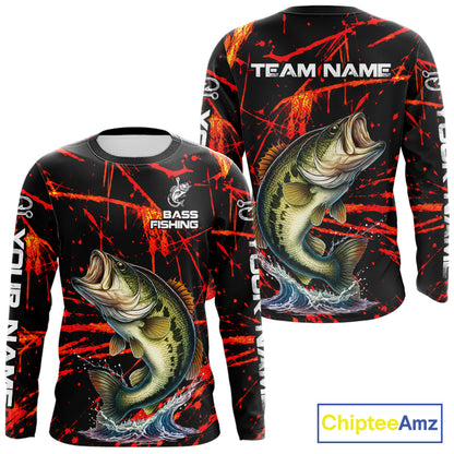 Personalized Largemouth Bass Fishing Jerseys, Bass Camo Long Sleeve Fishing Shirts NBT1097