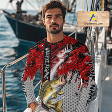 Load image into Gallery viewer, Red Camo Custom Walleye Fishing Shirts For Men, Walleye Fishing Team Shirts NBT441