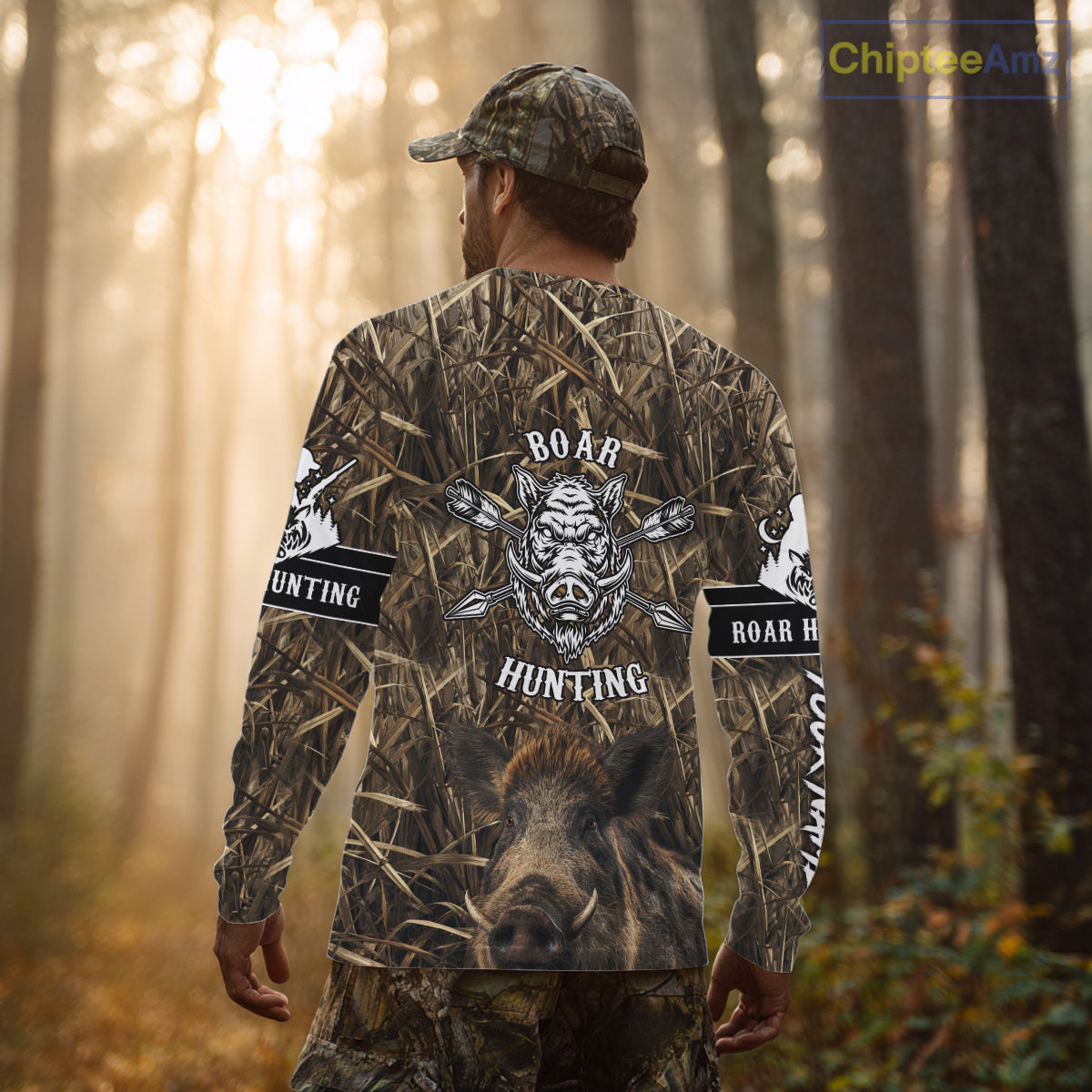 Personalized Wild Boar Hunting Camouflage Customize Name 3D All Over Printed Boar Hunting Shirts NBT104