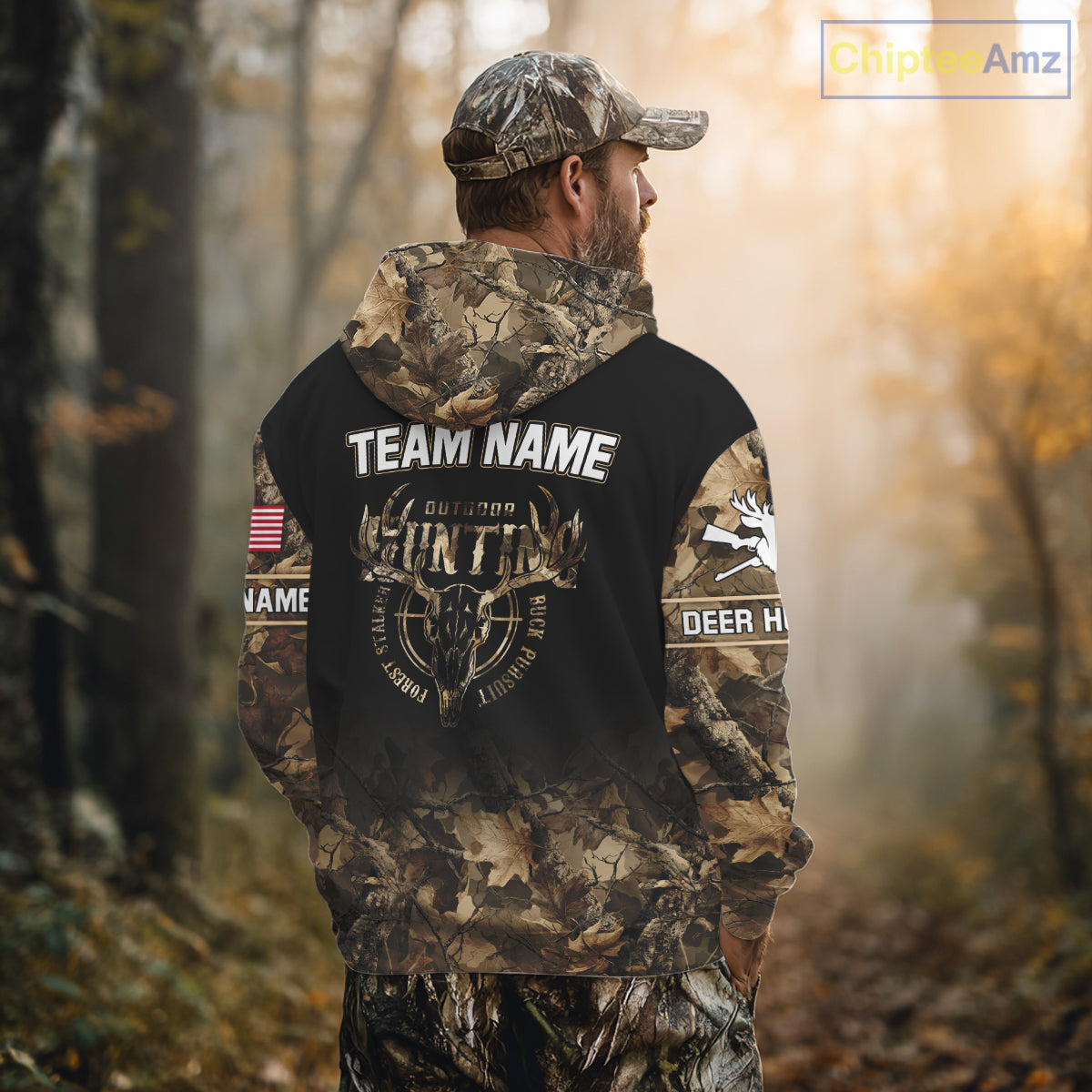 Brown Camo Grim Reaper Whitetail Deer Hunting Shirt – Bow Hunting Apparel for Men, Hunter Gifts NBT28