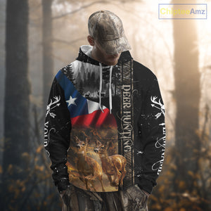 Black Deer Hunting Shirt with Texas Flag for Men - Personalized Hunting Gifts NBT48