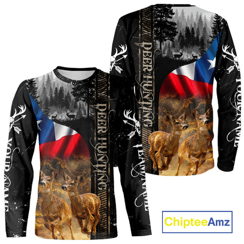 Black Deer Hunting Shirt with Texas Flag for Men - Personalized Hunting Gifts NBT48