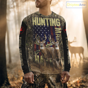 Beautiful Patriotic Camo Deer Hunting Shirt with US Flag, Hunting Outfit, Gifts for Hunters NBT57