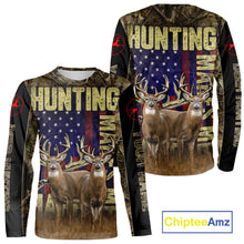 Load image into Gallery viewer, Beautiful Patriotic Camo Deer Hunting Shirt with US Flag, Hunting Outfit, Gifts for Hunters NBT57