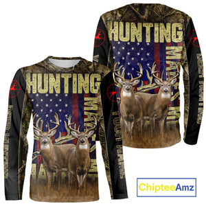 Beautiful Patriotic Camo Deer Hunting Shirt with US Flag, Hunting Outfit, Gifts for Hunters NBT57