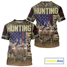 Load image into Gallery viewer, Beautiful Patriotic Camo Deer Hunting Shirt with US Flag, Hunting Outfit, Gifts for Hunters NBT57