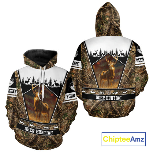 Whitetail Deer Camo 3D All Over Printed Shirts, Deer Hunting Crew Outfit, Hunting Gifts NBT63