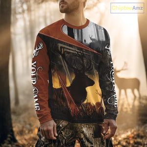 Custom Deer Hunting 3D Printing Brown Camo Shirts for Men, Deer Camp Clothes, Hunting Gifts NBT67