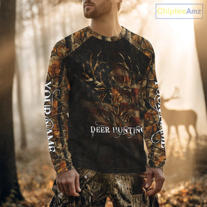 Best Deer Hunting Orange Camo with US Flag and Grim Reaper Deer Buck Shirts Hunting Gifts NBT70