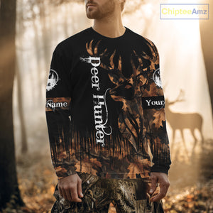Personalized Deer Hunting Brown Camouflage Pattern with Big Buck Shirt, Big Game Clothes for Deer Hunters NBT75