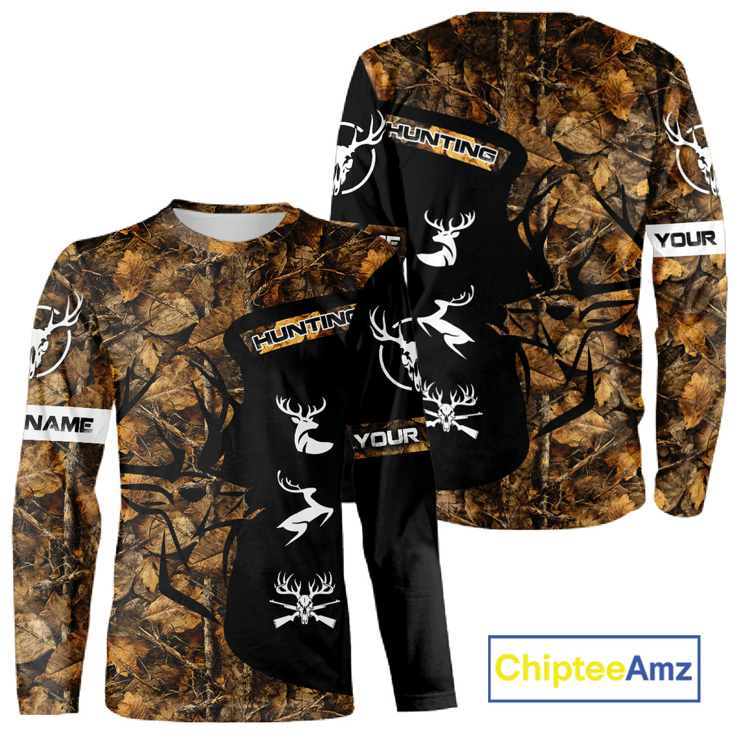 Custom Deer Hunting Brown Camo Shirts for Men, Hunting Gifts, Camouflage Deer Hunting Shirts NBT83