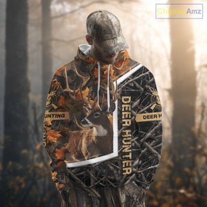 Custom Whitetail Deer Hunting Orange and Black Camo Shirts for Men, Gift Ideas for Hunter NBT91