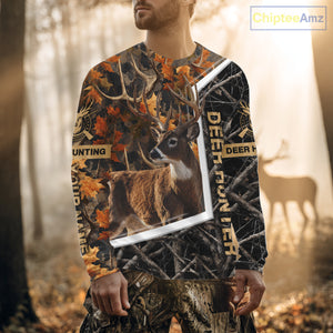 Custom Whitetail Deer Hunting Orange and Black Camo Shirts for Men, Gift Ideas for Hunter NBT91