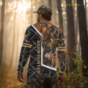 Custom Whitetail Deer Hunting Orange and Black Camo Shirts for Men, Gift Ideas for Hunter NBT91