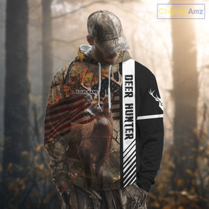Beautiful Deer Hunting American flag Custom Name Shirt for Hunter NBT01