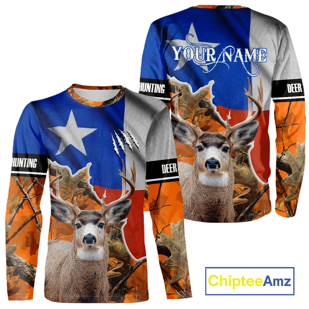 Deer Hunting Orange Camo Texas Flag 3D All Over Print Shirts - Gift Ideas for Hunter NBT24