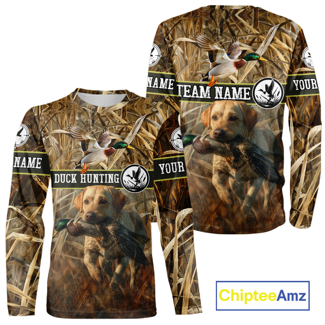 Duck Hunting Camo Shirt with Labrador Retriever – Waterfowl Hunting Clothes, Gifts for Hunters NBT44