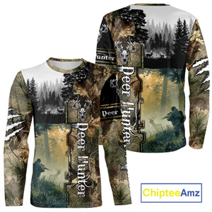 Personalized Forest Camo Deer Hunting 3D All Over Printed Custom Name Shirts Hunting Gifts NBT65