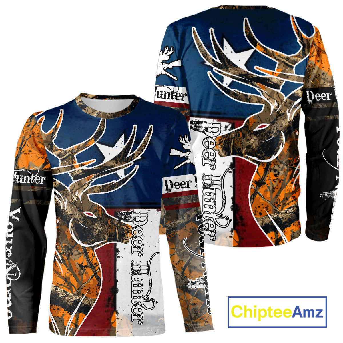 Deer Hunting Orange Camouflage Shirts with TX Flag, Personalized Hunting Shirt, Hunting Gifts NBT92