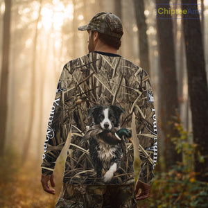 Custom Border Collies Duck Hunting Camo 3D Printed Shirts, Duck Hunting Apparel, Hunting Gifts NBT191