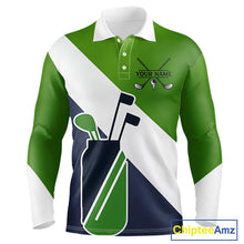 Load image into Gallery viewer, Green &amp; Blue Golf Bag Mens Golf Polo Shirts Custom Golf Shirts, Golf Attire For Men NBT576
